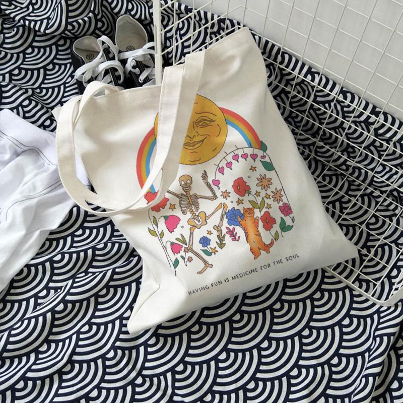 

Винтаж лягушка принт холст сумка большой емкости Харадзюку покупатель сумка новый мультфильм женщины сумка на плечо повседневная мода ins y2k Tote