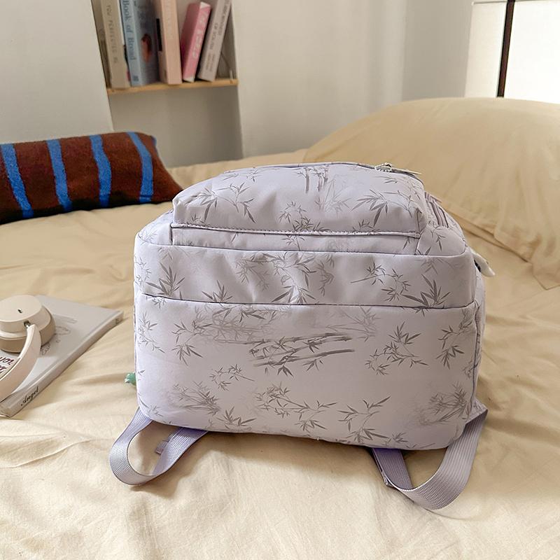 Bamboo Printed Backpack Junior High School Student Schoolbag Lightweight Large Capacity Backpack