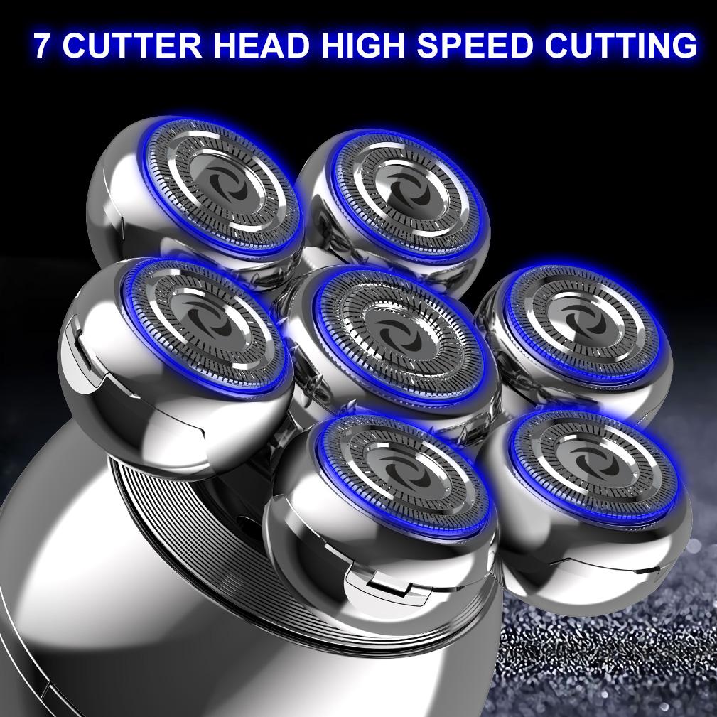 7D Electric Head Shaver for Bald Men - Modern Design Head Shavers - Electric Men's Grooming Kit - High Quality Anti-Pinch Cordless and Rechargeable