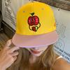 Cute Little Apple Embroidered Flat brimmed Baseball Hat for Women American Hip Hop Face Showing Small Duckling Cap Big Head Color Blocking Hat