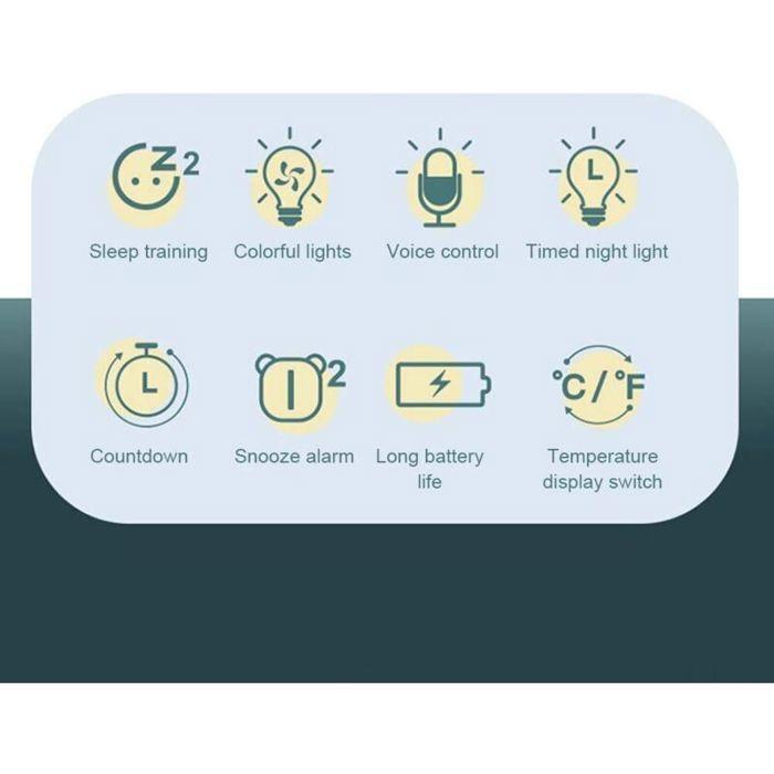 Réveil Enfant, Dinosaure Lumineux LED Numerique Lampe Réveil, Entraîneur de Sommeil pour Enfants, Ve