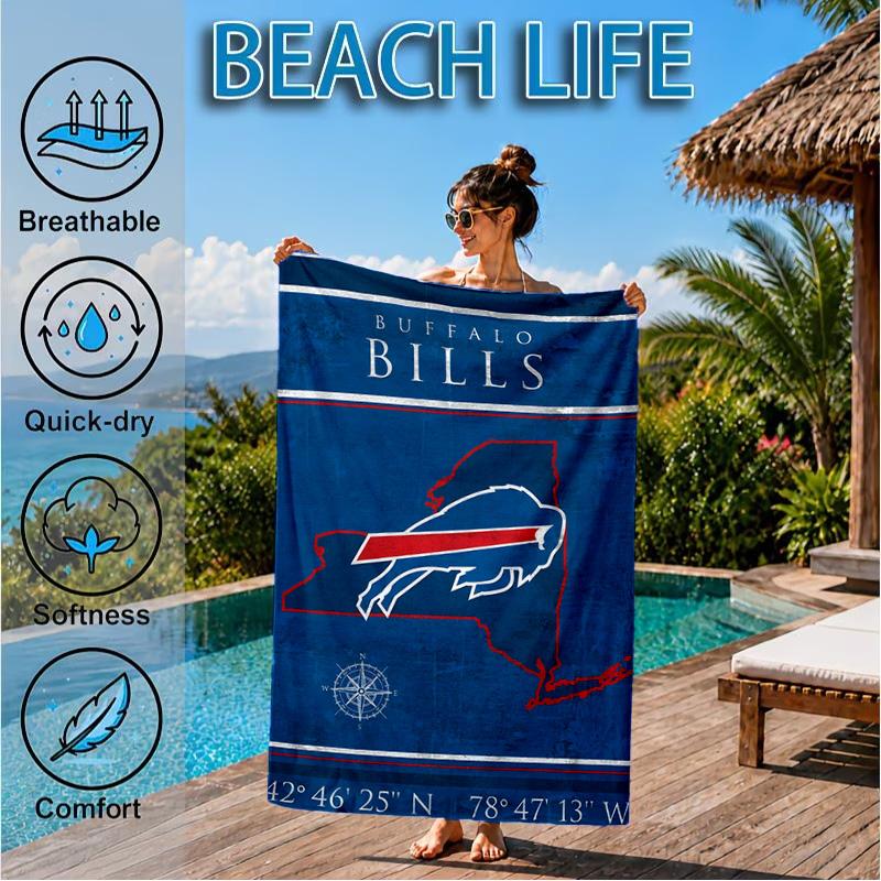 Bills Logo Beach Towel, Microfiber Beach Towel, Perfect For Pool, Beach, Travel, Home Decor Beach Party Fan gifts