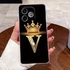 Shockproof Phone Case For Honor 600 Lite 5G/500 Smart 5G Transparent TPU Soft Casing Exclusive Lucky Letter Crown Couple Shell