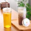 For 720ml New Corrugated Glass Cup With Lid and Straw Transparent Glasses Mug Iced Coffee Cup For Juice Milk Tea Water Cup Drink