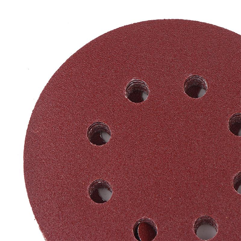 10Pcs 5 Inch 8-Hole Alumina Sanding Pad Sanding Sheet Polishing Sand Paper Sanding Discs Abrasive Polishing Tool For Metal Wood