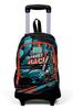Coral High Kids Μαύρο Πετρόλ Σχολική Τσάντα Τρόλεϊ Τριών Θηκών με Σχέδιο Αγωνιστικό Αυτοκίνητο 23965