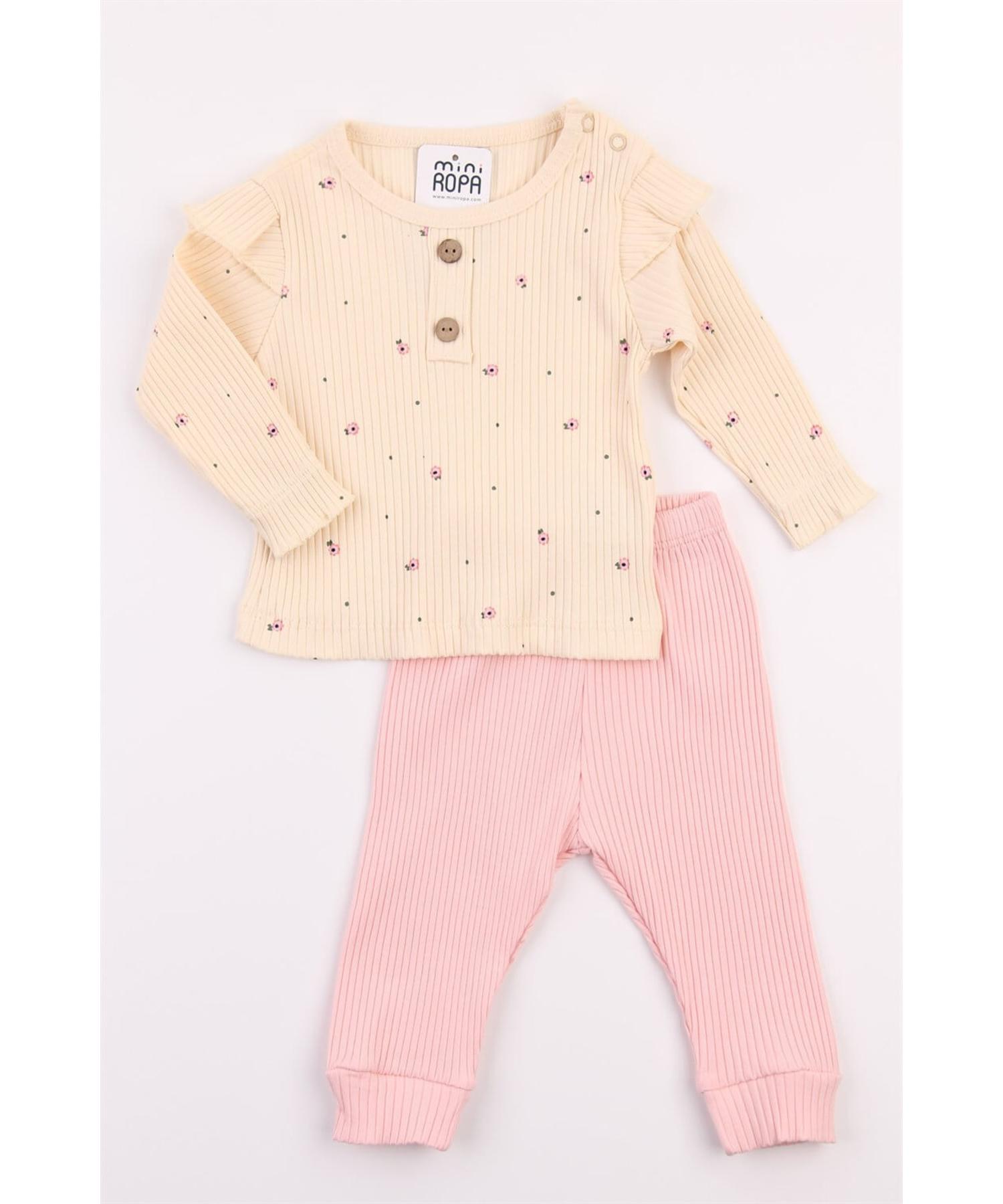 

Pink Floral Camisole Ribbed Baby Girl Set