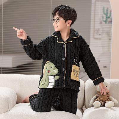 Kinder Flanell Pyjama Set Jungen Mädchen Warm Langarm Oberteil Und Hose Nachtwäsche Winter Haus Nachtwäsche