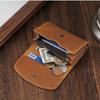 Retro Crazy Horse Leather Small Zipper Pouch Compact Lid Button Coin Key Wallet Pocket Money Bag