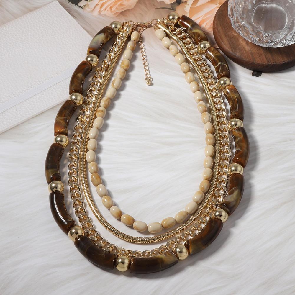 Long Multi Layer Necklace Dark Brown Bead Necklace Creative Bohemian Necklace Party