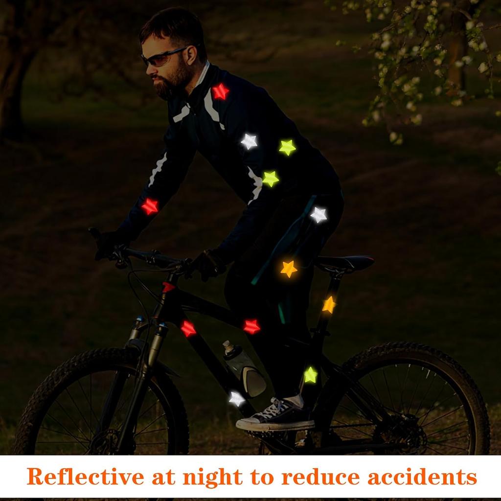 40Pcs Star Shape Reflective Stickers, Warning Safety Reflector Stickers for Kids, Waterproof Safety Helmet Stickers for Vehicles, Bicycles,