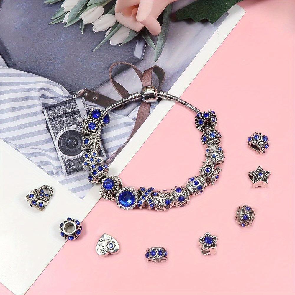 10/20/30 Pieces Alloy Blue Series Large Hole Bead Decorative Bead Spacing Bead DIY Bracelet Necklace Earrings Keychain Jewelry Making