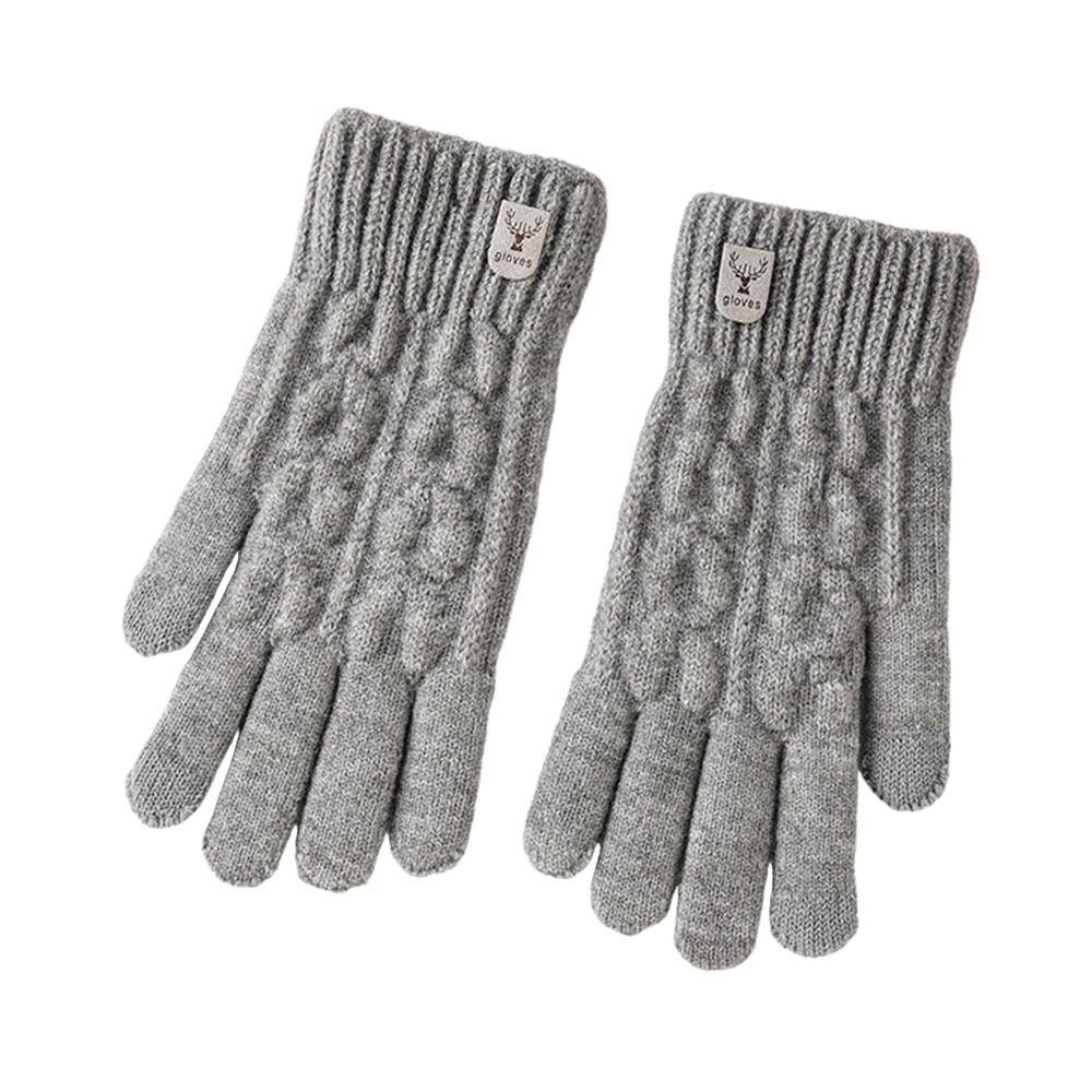 Thickened Winter Knitted Gloves Windproof Wool Gloves Fashion Touch Screen Gloves  for Men Women