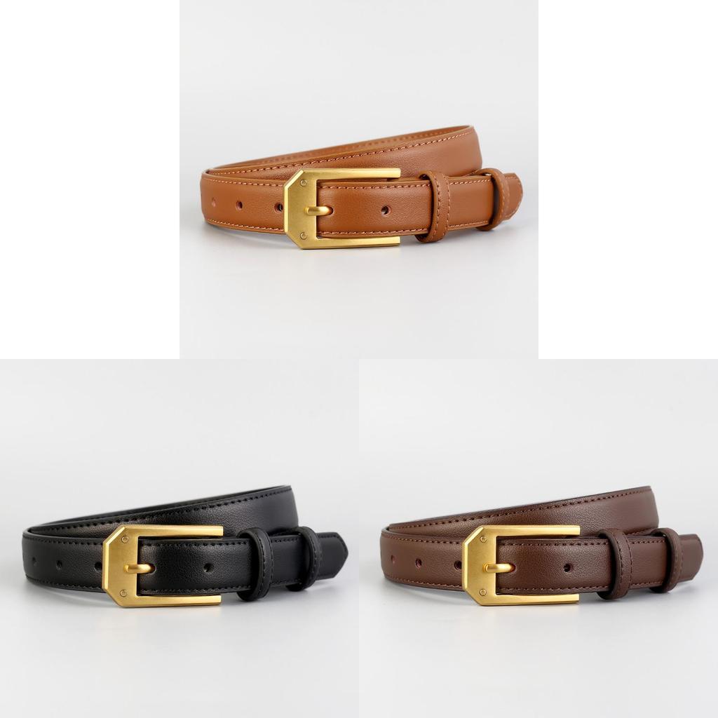 Simple Leather Belt For Women And Men With Silver Alloy Buckle For Casual And Office Wear