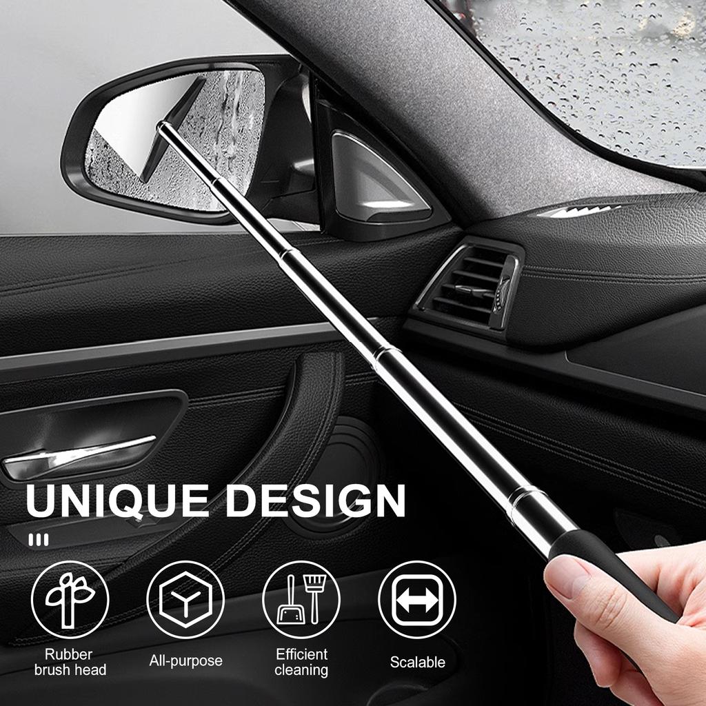 2Pcs Car Rearview Mirror Wiper Mini Squeegee Stainless Steel Telescopic Car Side Mirror Window Wash Cleaning Tool Handheld Wiper