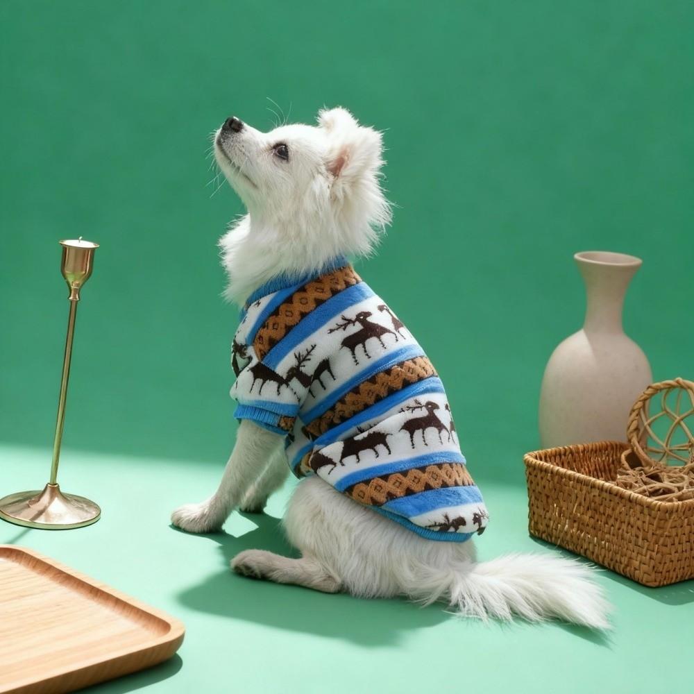 Thickened Christmas Pet Clothes Elk Pattern Dog Winter Sweater Plush Dog Vest For Small Medium Dog