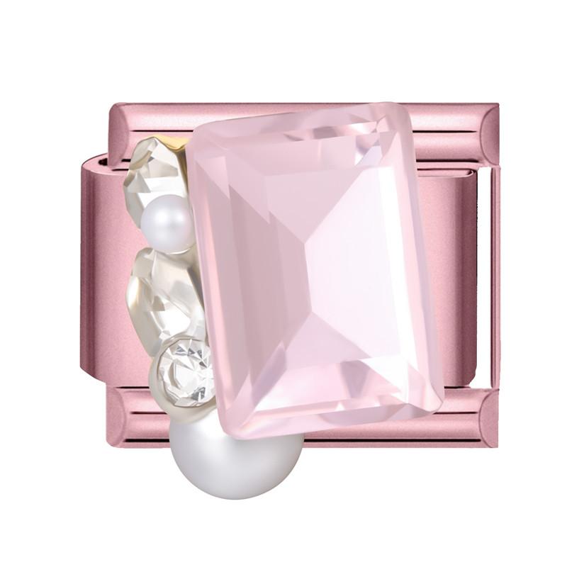 Y2K Pink Glitter Zircon Heart Flowers Rabbit Crystal Italian Charm Fit 9MM Stainless Steel Bracelet Women Men DIY Jewelry Gift