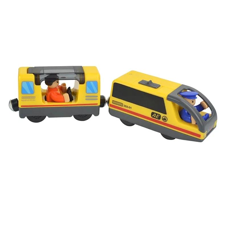 Train Track Wooden Train Toys Magnetic Set Electric Car Locomotive Diecast Slot Fit All Wood Brand Biro Railway Tracks For Kids