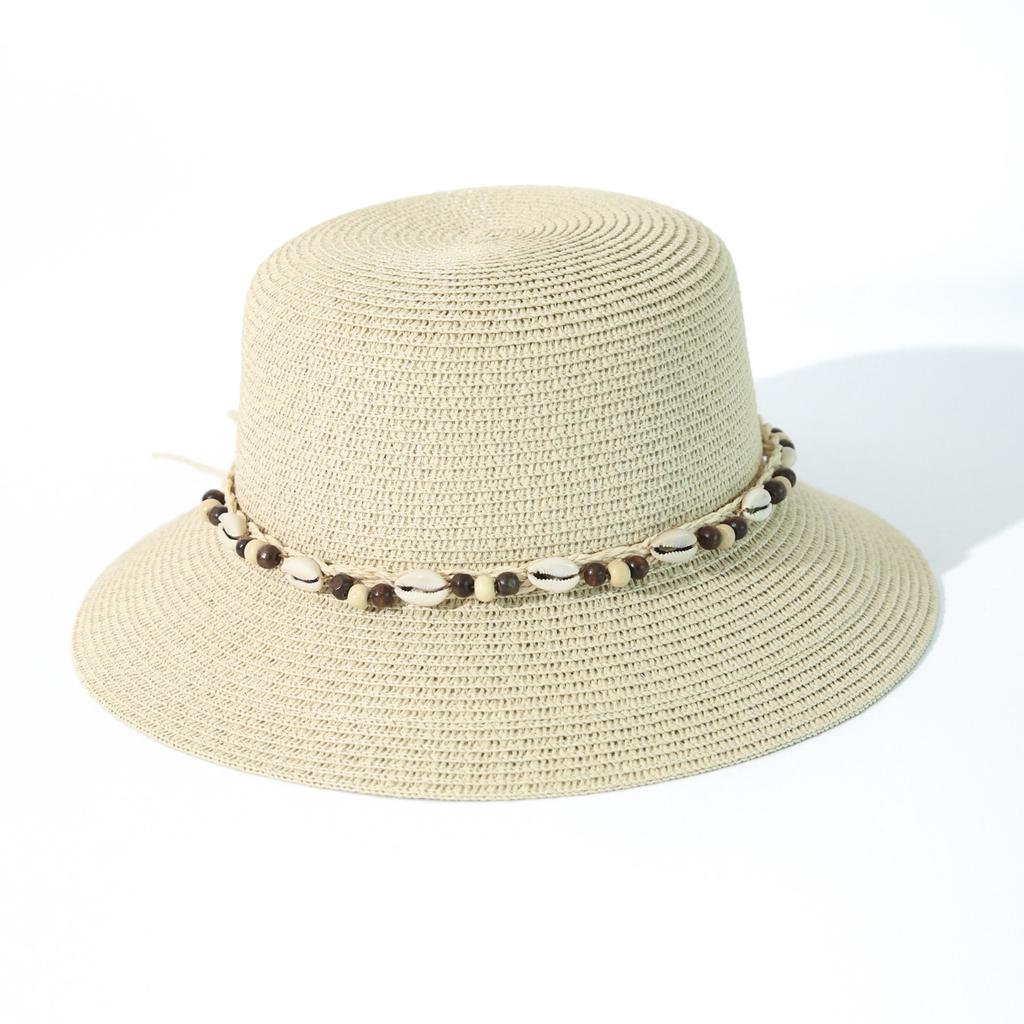 Bucket Hat Shell Decoration Vacation Shade Beach Hat Vacation Straw Hat