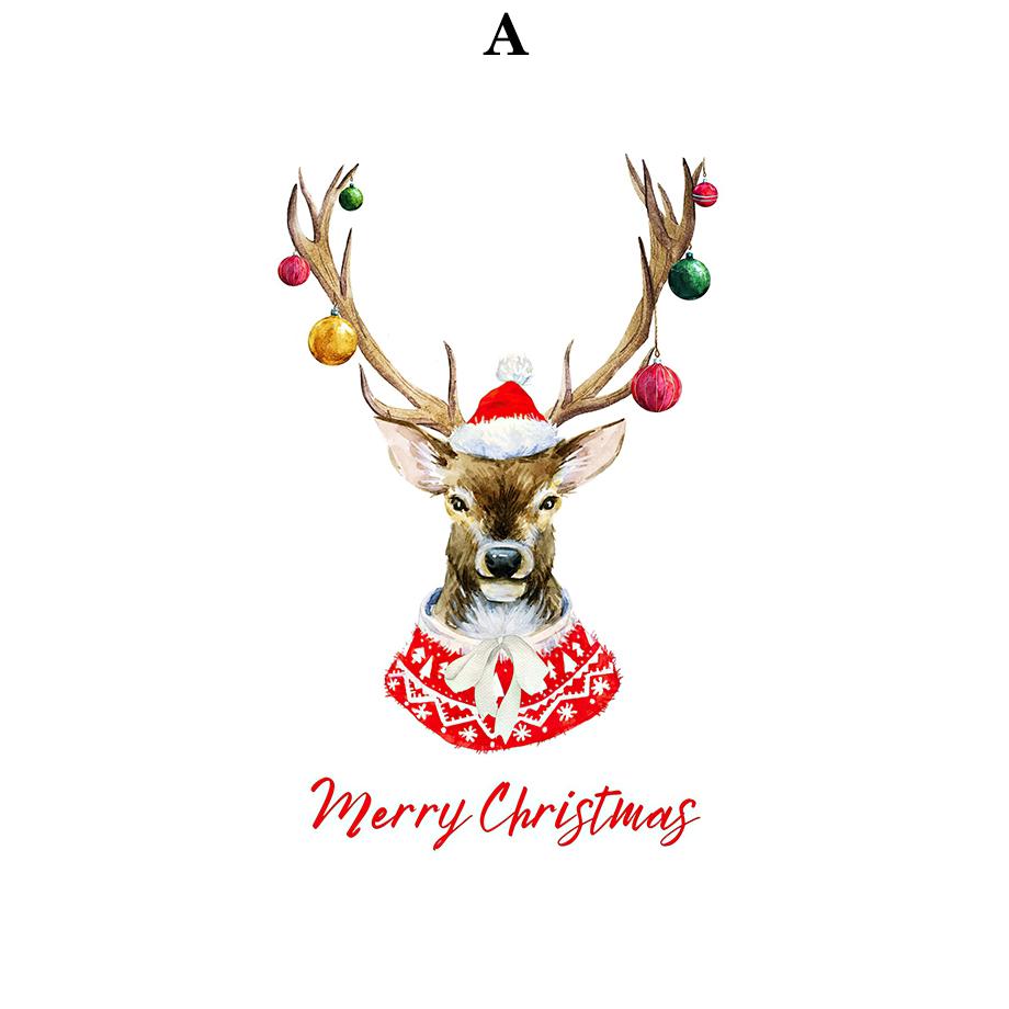 Retro Reindeer Sleigh Christmas Tree Canvas Print Christmas Socks Christmas Wall Art Poster for Modern Nordic Home Decor Gifts