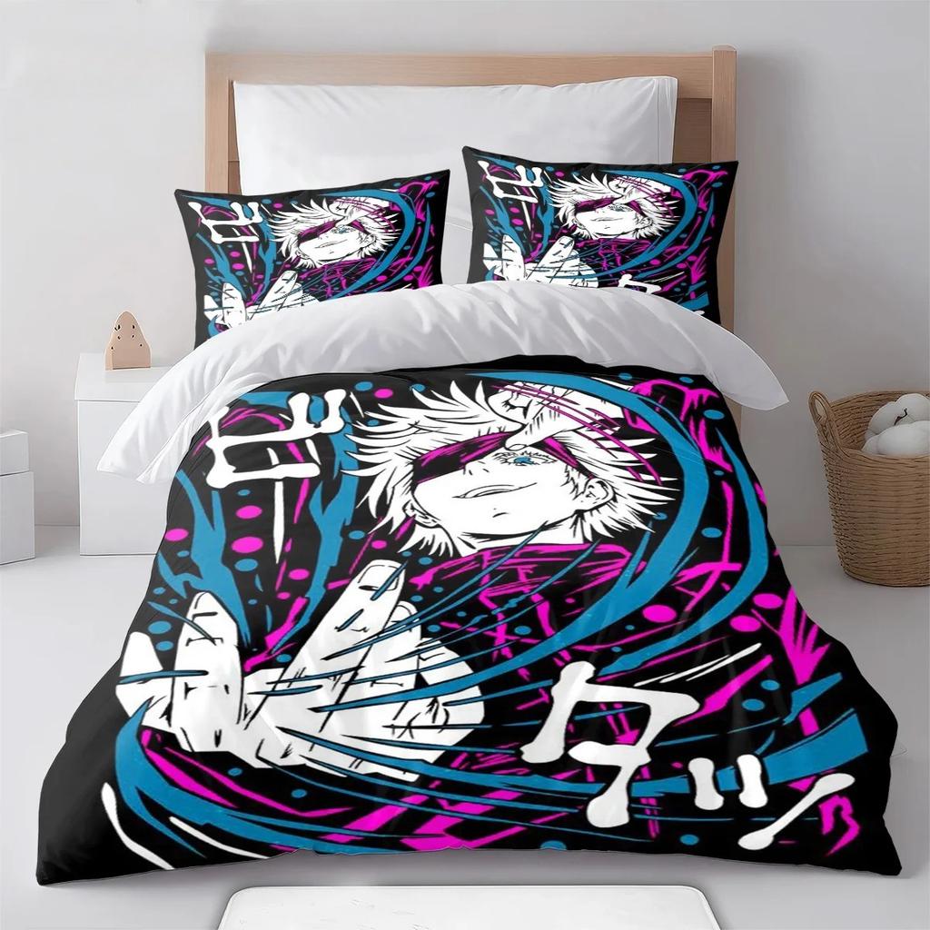 Fashion J-Jujutsu Kaisen Duvet Cover Pillowcase Bedding Set 2/3piece set Adult Kid Bedroom Single Large Size Home Textiles