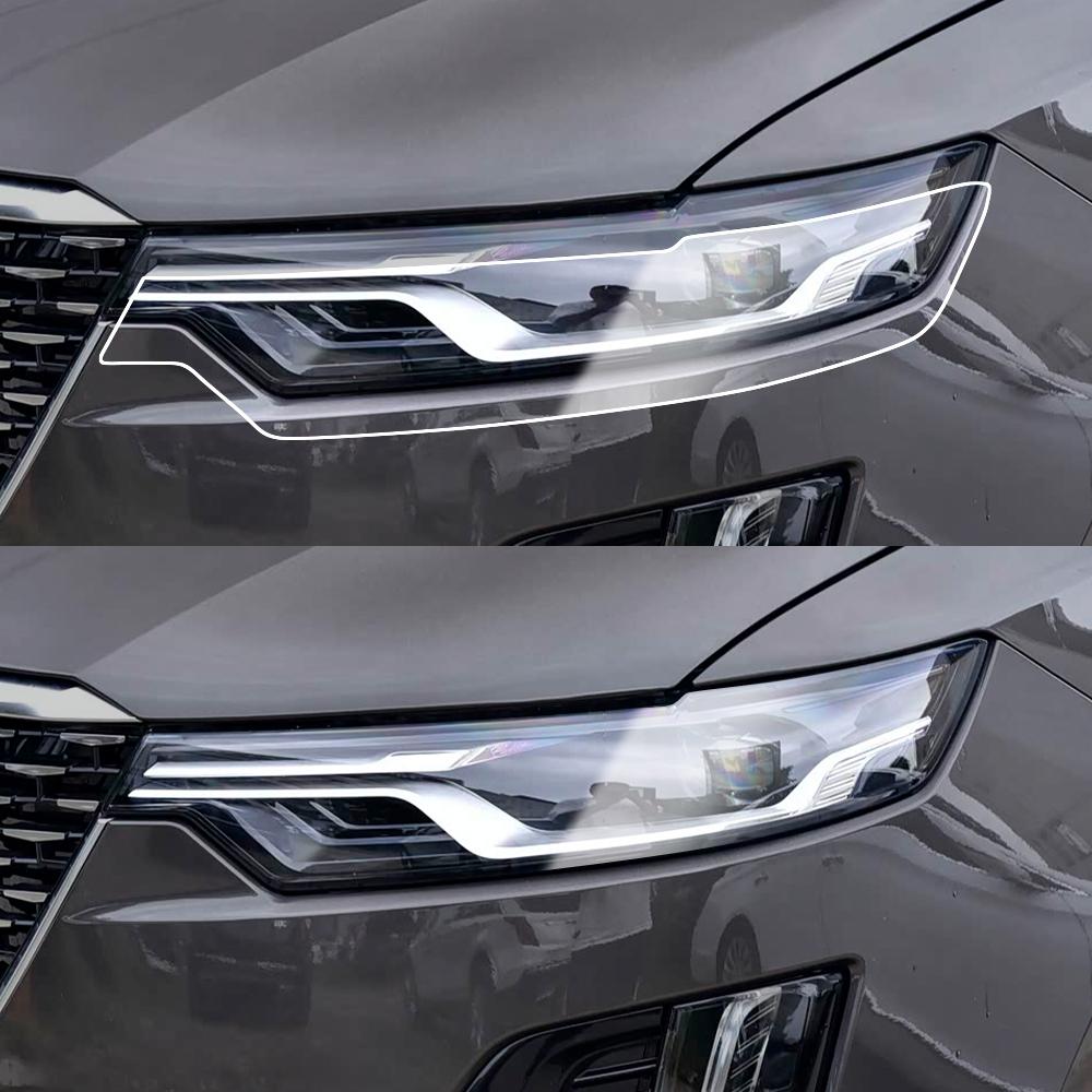 Für Cadillac XT6 2019-2026 Hochglanz Rauchschwarz Vorgeschnitten Scheinwerfer Schutzfolie TPU PPF Kit Kratzfest Vinyl Wrap Abdeckung