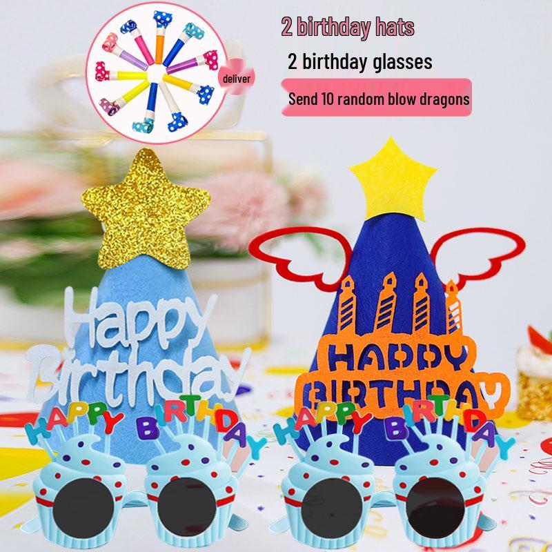 First Birthday Party Glasses & Hats Set for Boys and Girls - Cake & Photo Props