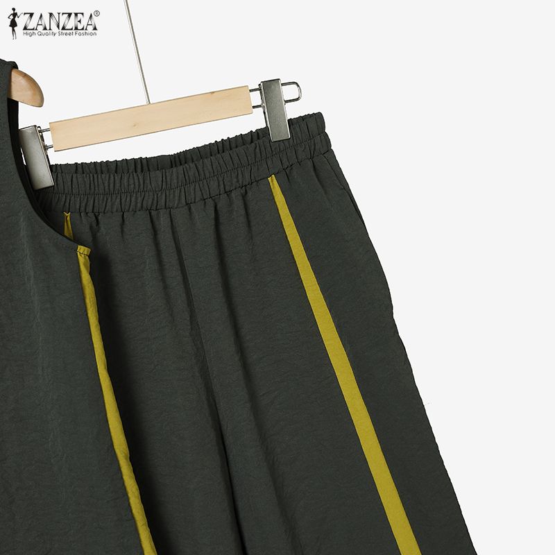 ZANZEA Women Sleeveless Vest Tops and Long Pants Casual Two Piece Suit Sets
