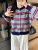 2025 Autumn/Winter Korean Chic Striped Knit Cardigan for Women