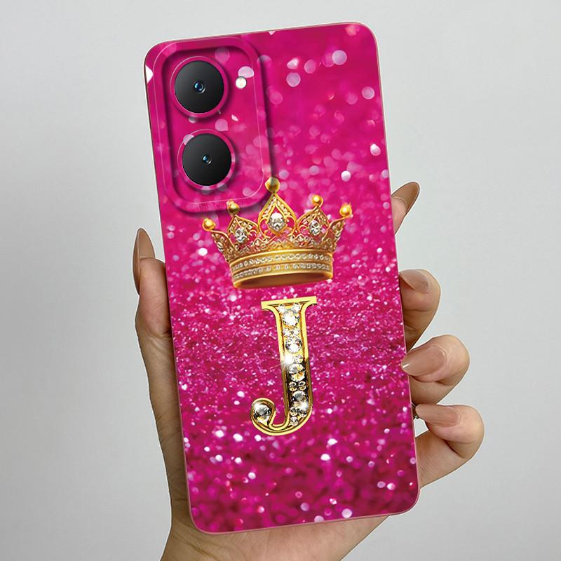 For Vivo Y18 Y18i Y18e Y28s 5G Case Soft Silicone Crown Letter For Vivo Y03 Y03T Case Fundas Coque VivoY03 V2332 Bumper Shells