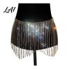 Sparkly Crotch Covering Chain Rhinestone Tassel Waist for Women Sexy Belly Dance Body Skirt-Style Adjustable Parties Hip Accessory Elastic