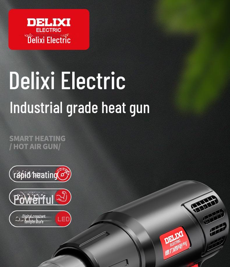 Delixi Electric Digital Display High-Power Hot Air Gun for Temperature Control & Film Shrinking.