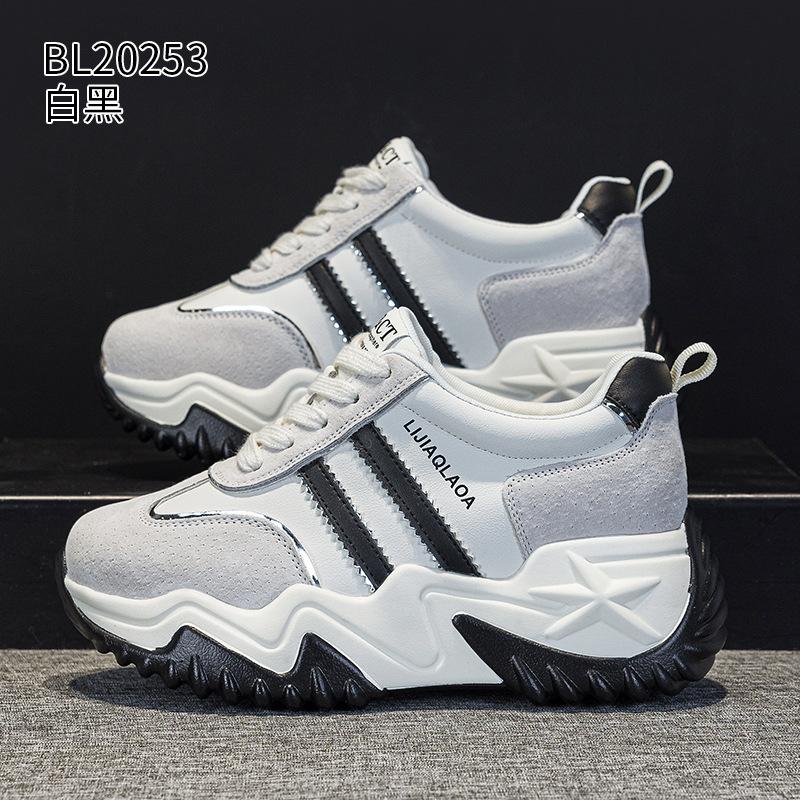 Dad Shoes Frühling und Herbst Neu Dicke Sohle Höherlegung Kleine Forrest Gump Schuhe Sport Leder Atmungsaktiv Freizeit Schuhe
