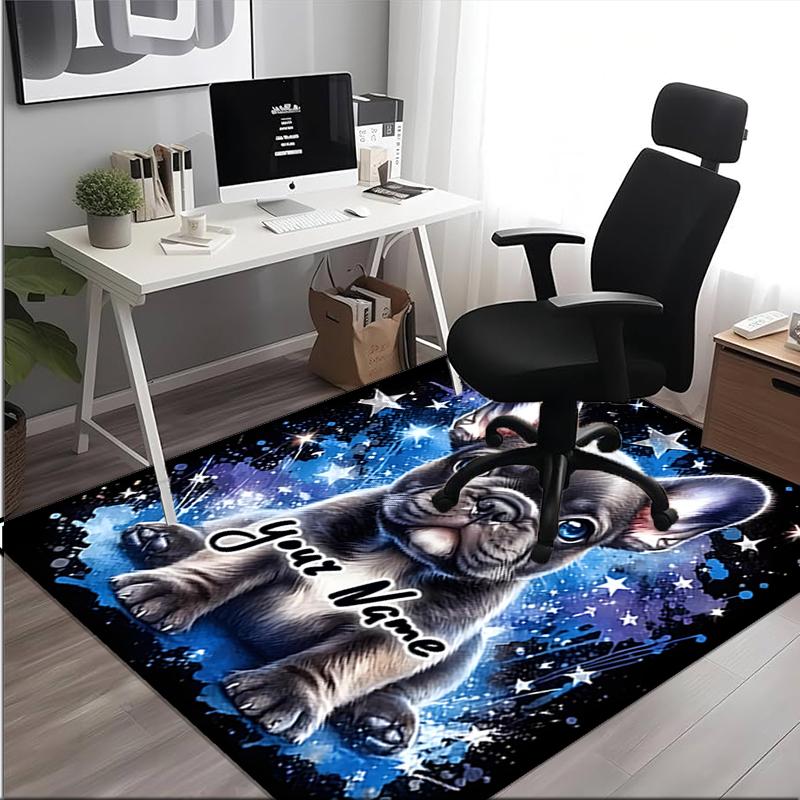 1PC Custom Name Space Pup Dreams Theme Floor Mat Ideal for Living Room, Game Rooms, Office, Bedroom,Floor Mat Playful Design
