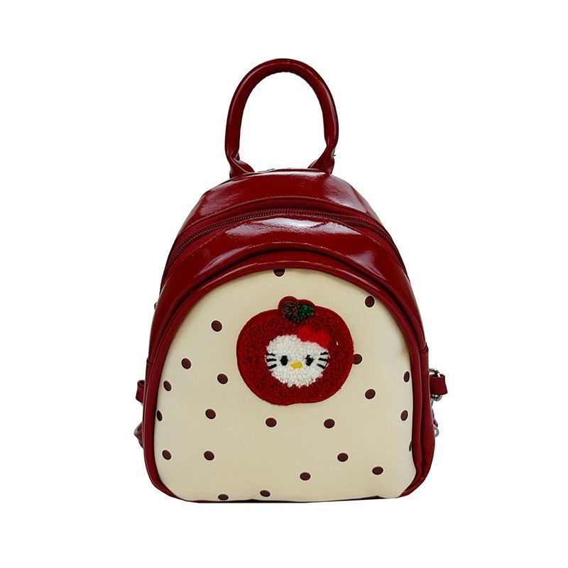 Red Polka Dot Cat Backpack Bag Women's New Spring and Summer High-end Niche Design College Wind Backpack