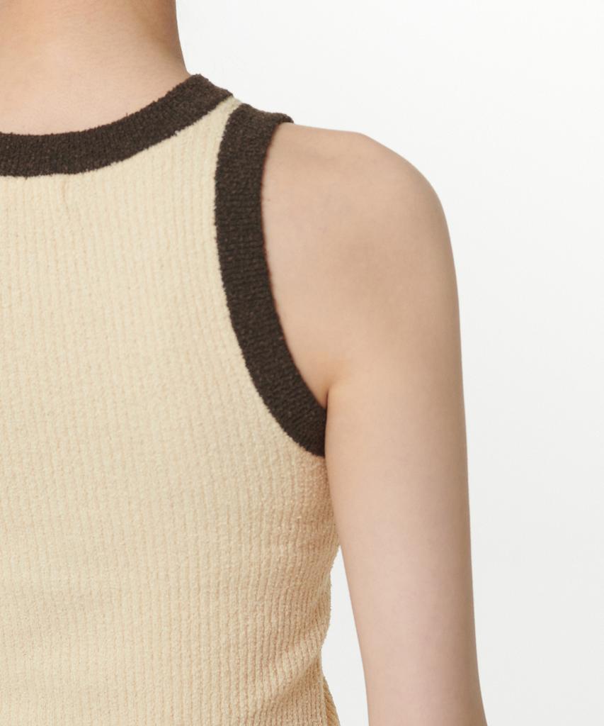 MUSINSA STANDARD WOMAN Women'S Mini Boucle Ringer Knit Sleeveless Top [Cream]