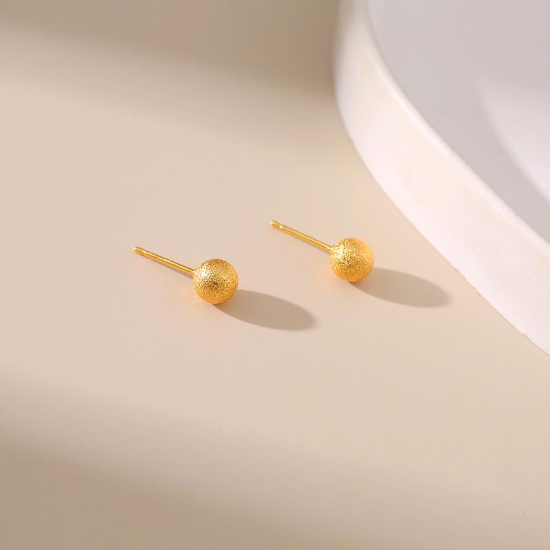 18K Gold-Plated Color-Retaining Geometric Round Earrings for Women Girls Simple Exquisite Metal Texture Earrings Jewelry Gifts