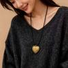 Retro Metal Engraved Love Pendant, Long Necklace, Sweet and Cool Spice Girl Style, New Neck Accessories, Sweater Chain.