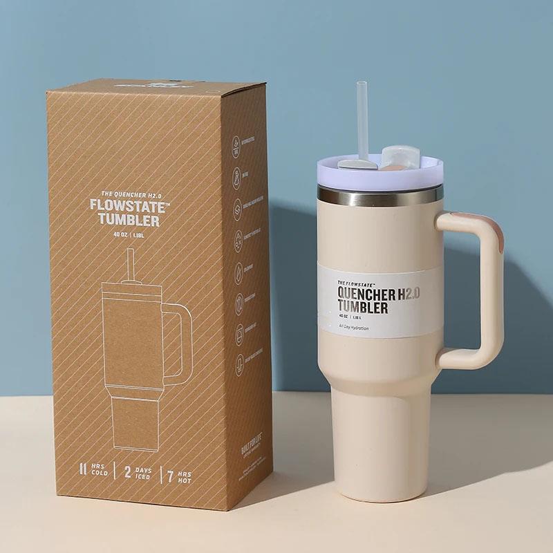 

Бутылка для воды, кружка на 40 унций, стакан из нержавеющей стали, изолированная бутылка для воды с ручкой, соломенная крышка, большая емкость, вакуумная дорожная кружка, уличная автомобильная кофейная кружка 1200ML