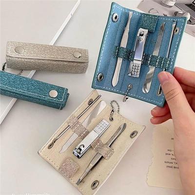 Stainless Steel Manicure Tools Set Mini Eyebrow Trimming Tool Portable Nail Clipper Kit