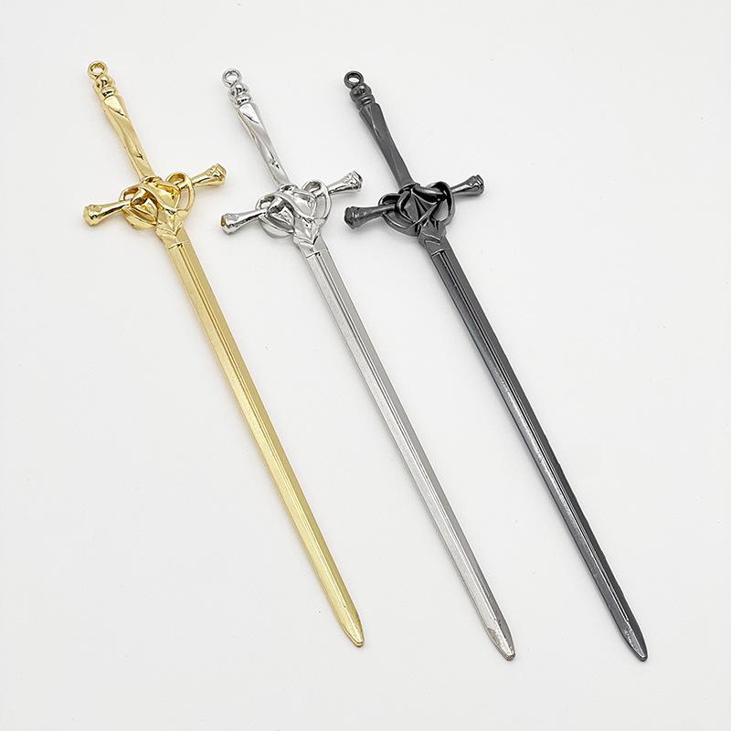 DIY Creative Chinese Style Hairpin Punk Sword Shape Hair Fork Fashion Hair Accessory for Women Cosplay Hanfu Party Wear