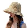 Elegant Bows Straw Hat for Women Breathable Summer Beach Hat Sun Protections Wide Brims Fisherman Cap
