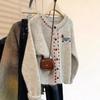 Apricot Small Dog Thickened Crew Neck Knitted Cardigan Sweater Jacket