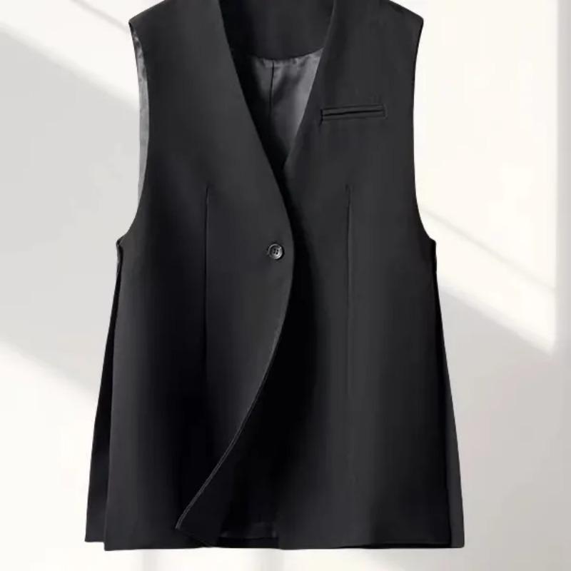 Kamizelka garniturowa z rozcięciem po bokach dla kobiet Wiosna Jesień Nowy Styl Moda Warstwowa