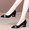 Chaussures basses à bout pointu et strass noir automne nouveau talon épais confortables chaussures à talon moyen et bas talons hauts