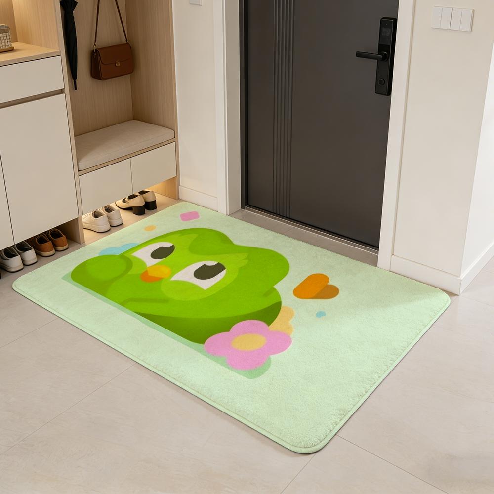 app D-Duolingo Floor Mat Flannel Door Mat Non-Slip Absorbent Washable Indoor Home Rug