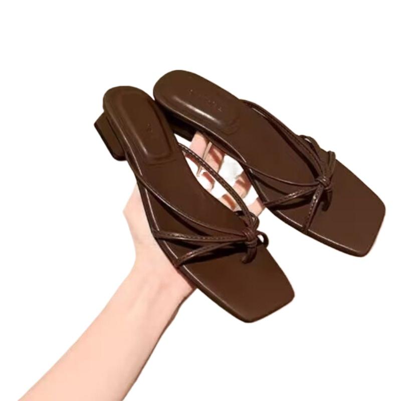 Fashion Shoes Female 2025 Hot Sale Pinch Toe Women's Slippers Fashion Outdoor Best Seller Narrow Band Summer Elegant Solid Heels Women