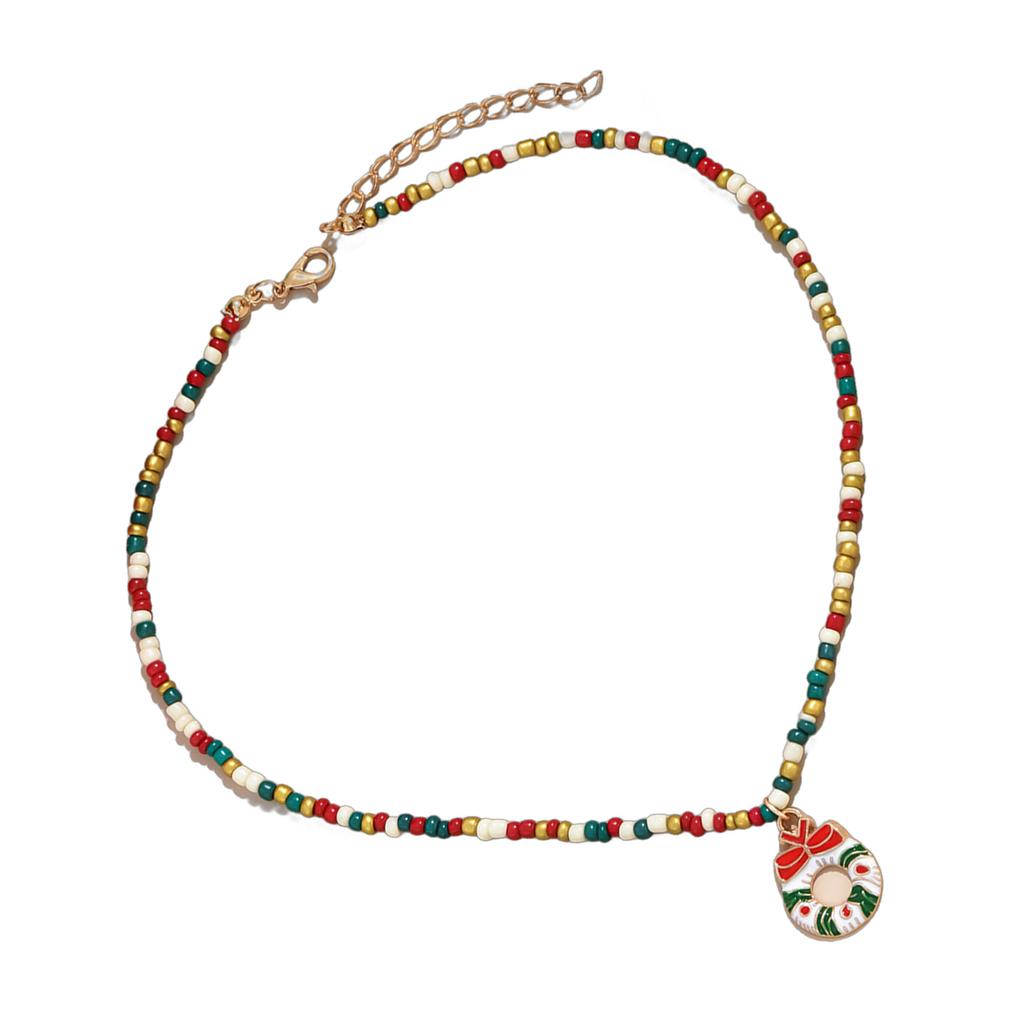 Christmas Beaded Necklace Bohemian Beaded Choker Necklace for Holiday Celebrations Unique Christmas Theme