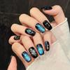 Press On Nails Short Square Fake Nails Cat Eye Jelly Nails Glitter Glue On Nail Reusable Glossy Shiny Acrylic Nails Stick On False Nail for Women