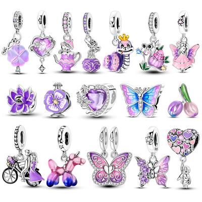 New In Copper Tulip Motorcycle Butterfly Pendant Charms Beads Jewelry Fit Original Bracelet For Women Diy Gift